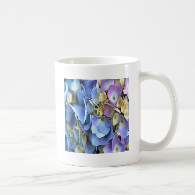 Caneca De Café Blue Hydrangea Shrub Artístico Bossom (Direita)