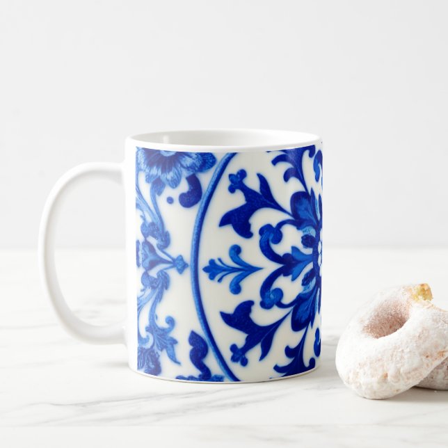Caneca De Café Blue Ink Oriental Mug (Com Donut)