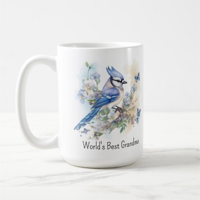 Caneca De Café Blue Jay Bird Primavera Nature Willife Avó (Esquerda)