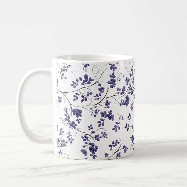 Caneca De Café Blue Leaf Pattern Coffee Mug (Esquerda)