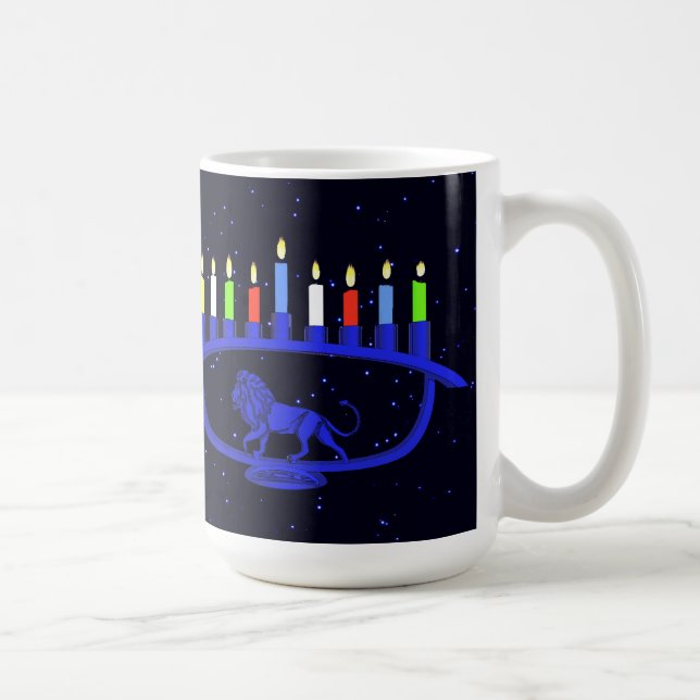 Caneca De Café Blue Lion Menorah (Direita)