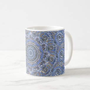 Caneca De Café Blue Mandala Com Palavras De Vida No Mar De Praia