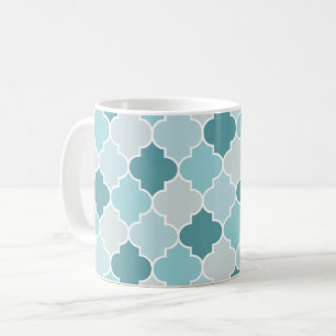 Caneca De Café Blue Marroquino Trellis, Laticework, Quatrefoil