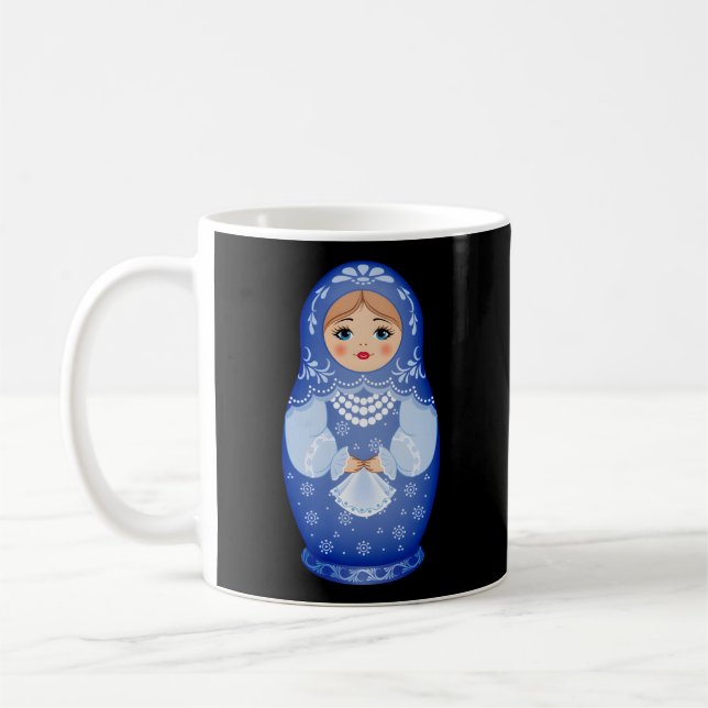 Caneca De Café Blue Matryoshka - Boneca Nidificadora Russa (Esquerda)
