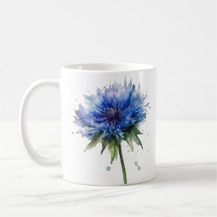 Caneca De Café Blue Meadow Magic: Arte de Cornflower com aquarela