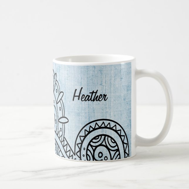 Caneca De Café Blue Mehndi Motif Mug (Direita)