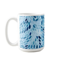 Blue Mosaic Petals Pattern Ceramic Mug