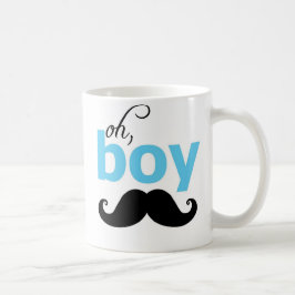 Caneca De Café Blue Oh Boy Mustache Statement Mug