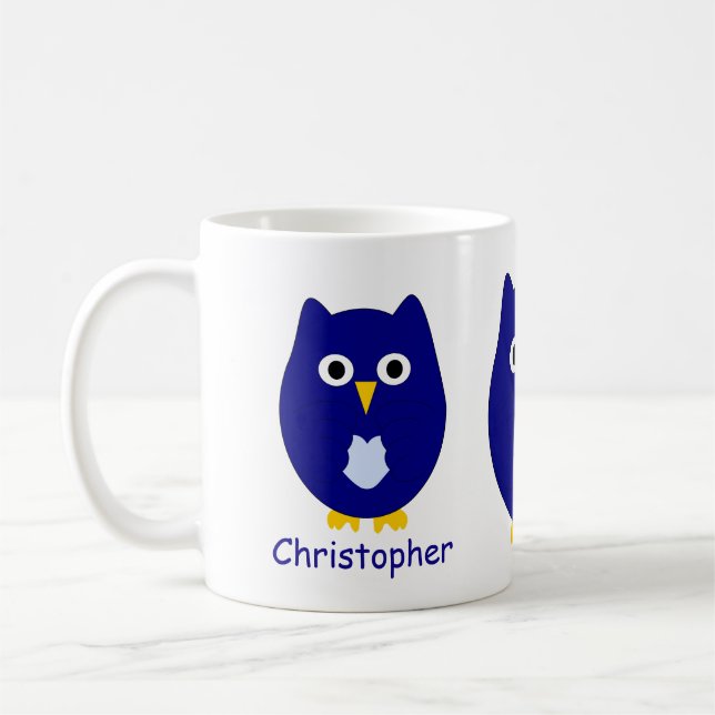 Caneca De Café Blue Owl Design Personalised (Esquerda)