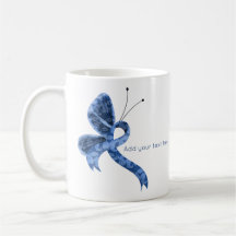 Blue Paisley Awarting Ribbon Butterfly Coffee Mug