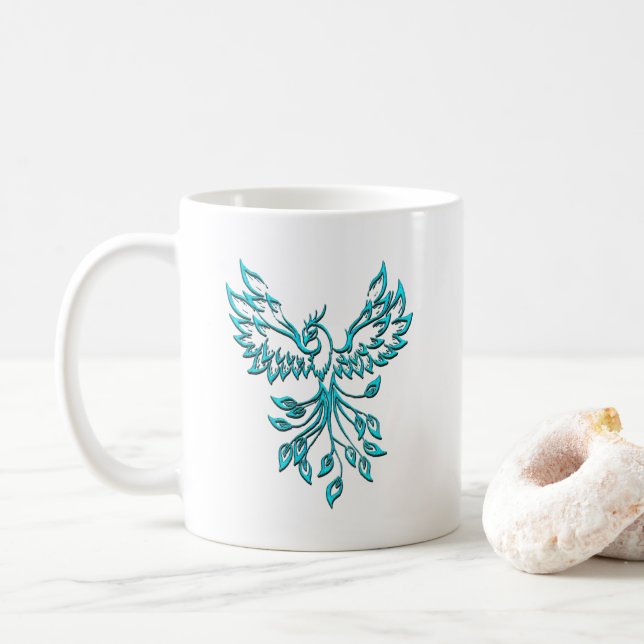 Caneca De Café Blue Phoenix nasce em branco (Com Donut)