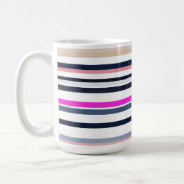 Caneca De Café Blue Pink and Sand Stripes