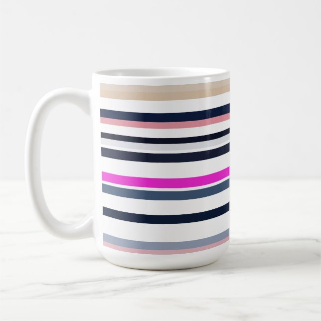 Caneca De Café Blue Pink and Sand Stripes (Esquerda)