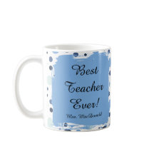 Blue Polka dot best teacher ever gift