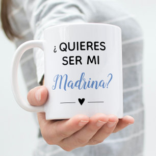 Caneca De Café Blue Quieres Ser Mi Madrina Proposta Godman