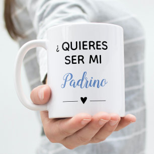 Caneca De Café Blue Quieres Ser Mi Padrino Proposta Goddad