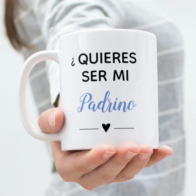Caneca De Café Blue Quieres Ser Mi Padrino Proposta Goddad (Criador carregado)