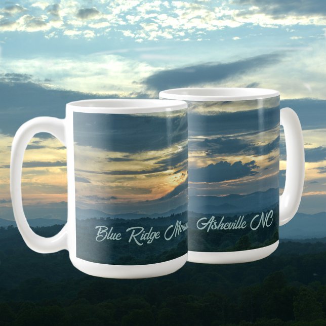 Caneca De Café Blue Ridge Mounts Sunset Asheville NC (Criador carregado)