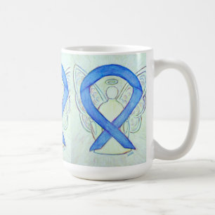 Caneca De Café Blue River Awarness Ribbon Angel Art Mug