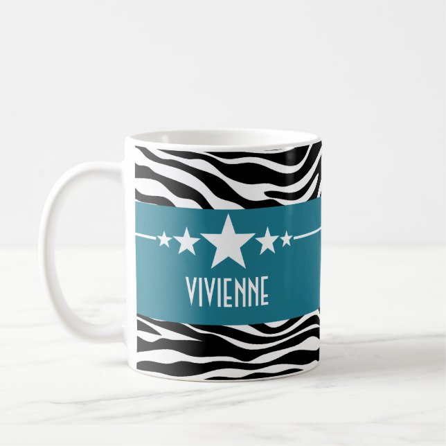 Caneca De Café Blue Sassy Star Zebra Mug (Esquerda)