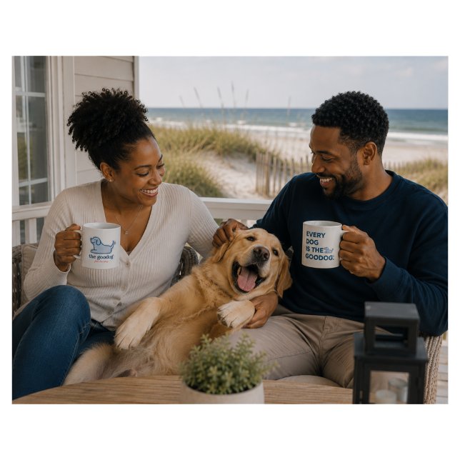 Caneca De Café Blue Seersucker Dog Silhouette Coffee (Criador carregado)