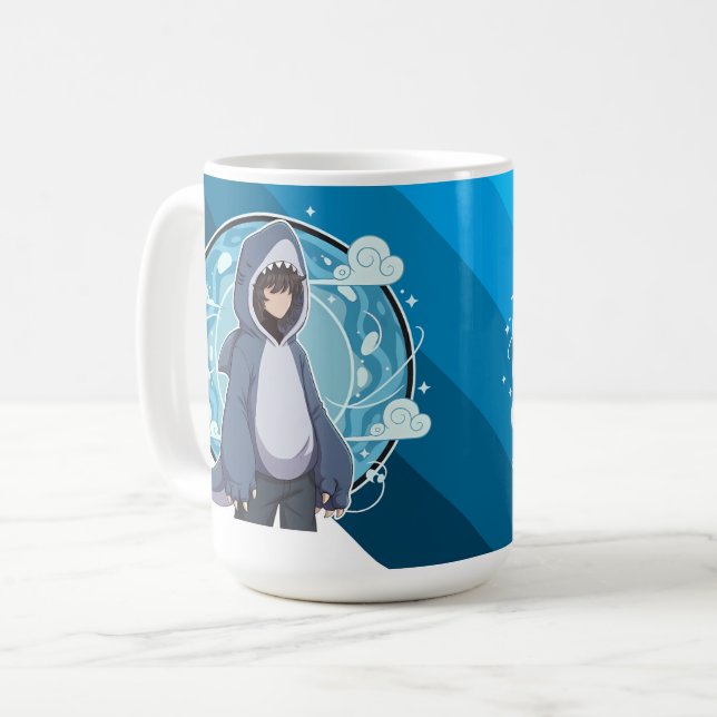 Caneca De Café Blue Shark Boy Anime Art (Frente Esquerda)