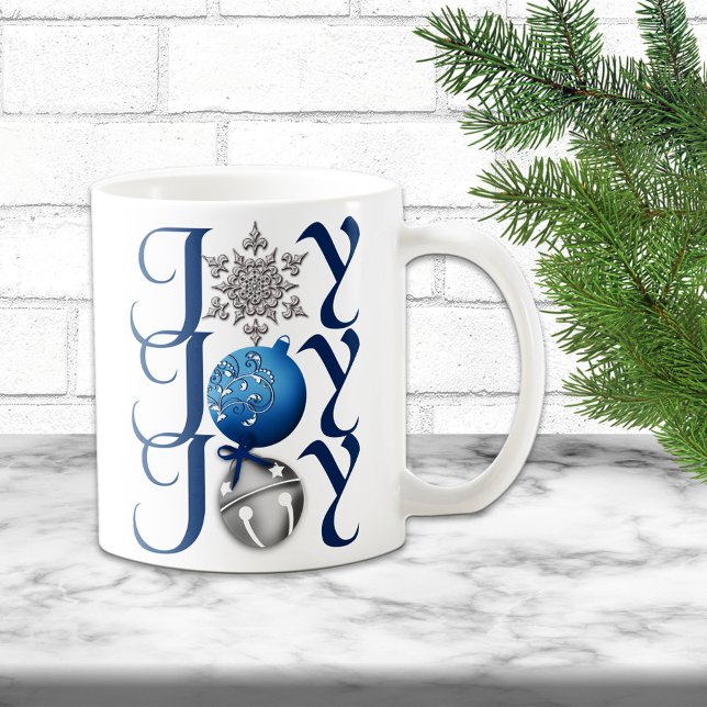 Caneca De Café Blue Silver Christmas Jog (Criador carregado)