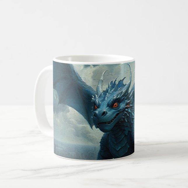 Caneca De Café Blue Stone Dragon Visita Nova Iorque (Frente Esquerda)