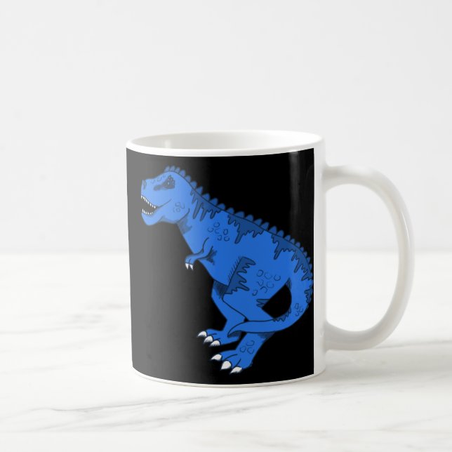 Caneca De Café Blue T-rex On Cinza Sticker (Direita)