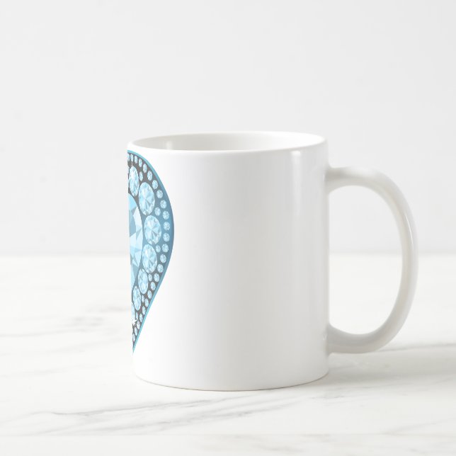 Caneca De Café Blue Topaz Gem Heart (Direita)