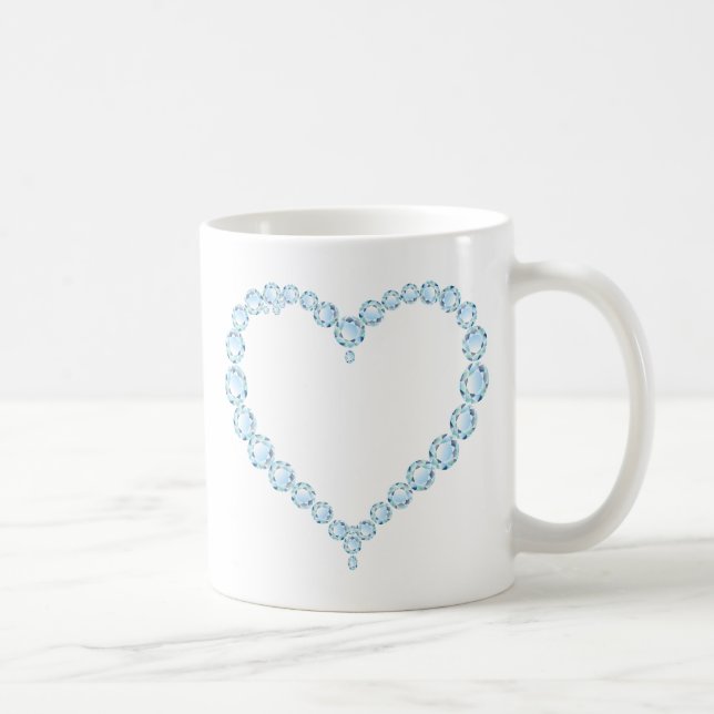 Caneca De Café Blue Topaz Gem Heart (Direita)