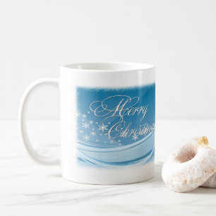 Caneca De Café Blue Vetor Snowflake Flocos de Natal Mug