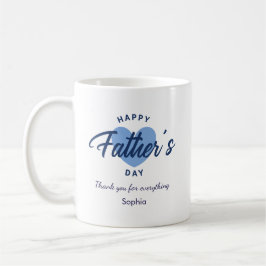 Caneca De Café Blue Watercolor Happy Father’s Day Personalized 