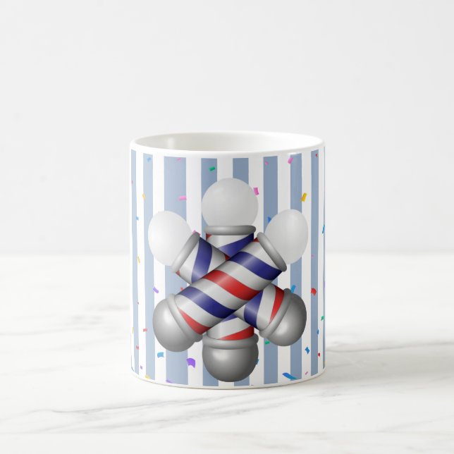 Caneca De Café Blue & White Stripe Mug Barber Pole (Centro)
