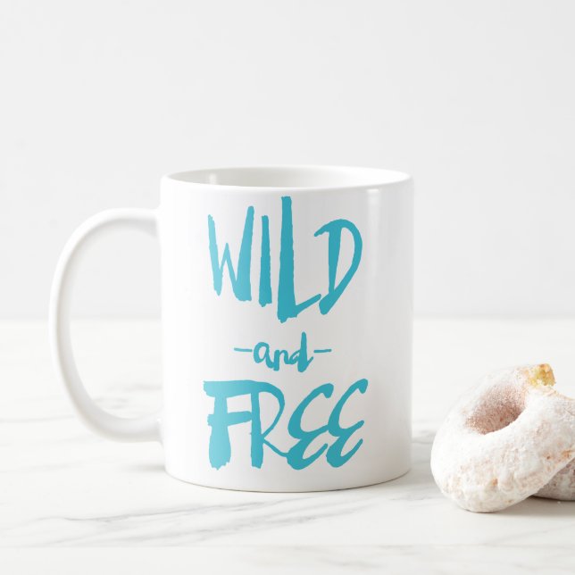 Caneca De Café Blue Wild e Free Rustic Mand Lettered Custom Mug (Com Donut)