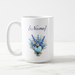 Caneca De Café Blue Wildflower Name Mug – Floral Custom Gift