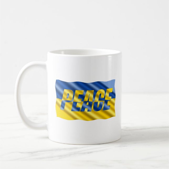 Caneca De Café Blue Yellow Ucrânia Inspirou Sem guerra de Paz (Esquerda)