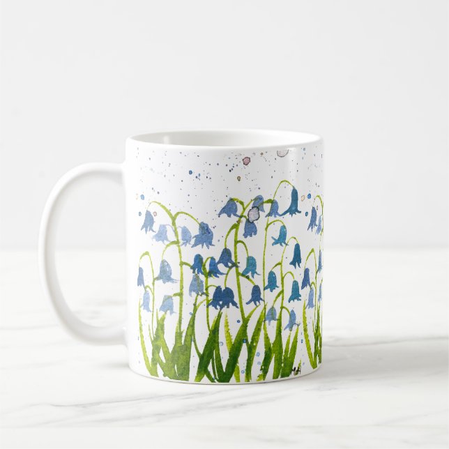 Caneca De Café Bluebells Blue Flor Nature Botânico Bonito (Esquerda)