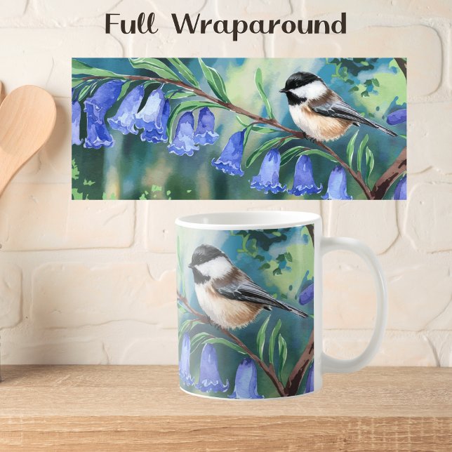 Caneca De Café Bluebells e Chickadee (Criador carregado)
