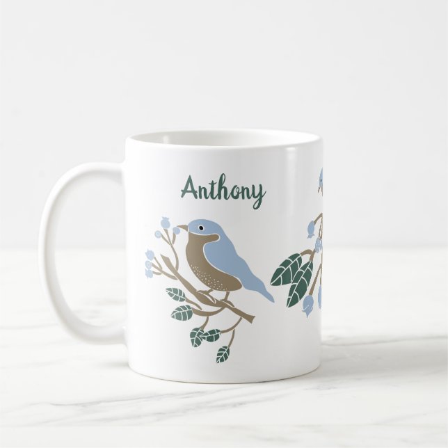 Caneca De Café Bluebird e Blueberry personalizados (Esquerda)