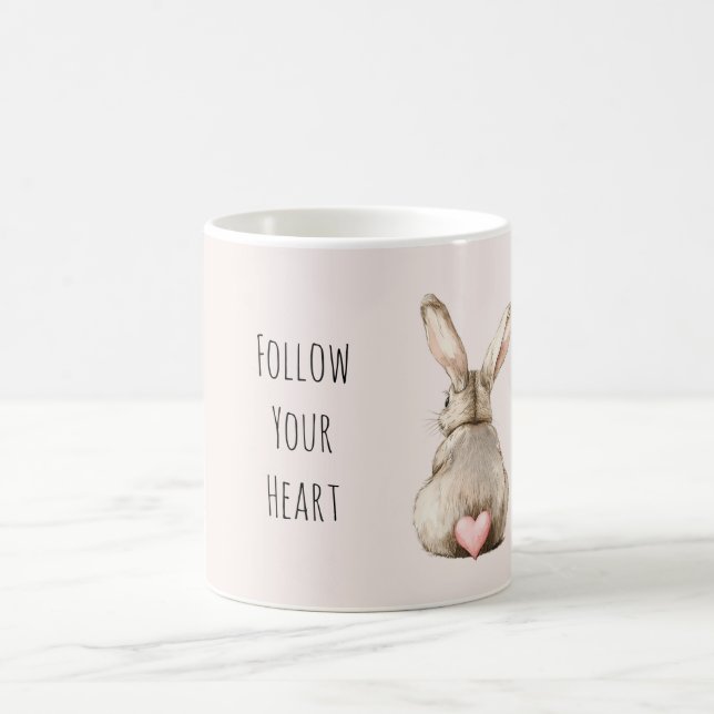 Caneca De Café Blush Bunny Rabbit Heart (Centro)