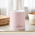 Caneca De Café Blush Dusty Pink Girly Script Monograma Nome Moder<br><div class="desc">Monograma Cor-de-rosa-penteado Nome Café ou Mug. Isto faz o doce e perfeito aniversário de 16 anos,  casamento,  chá de panela,  aniversário,  chá de fraldas ou festa de solteira presente para alguém que ama luxo de luxo e estilos quíticos.</div>