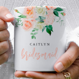 Caneca De Café Blush Floral Bridesmaid Mug Personalizado