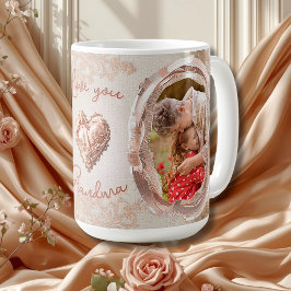Caneca De Café Blush Heirloom Heart Family Photo Keepsake Panel