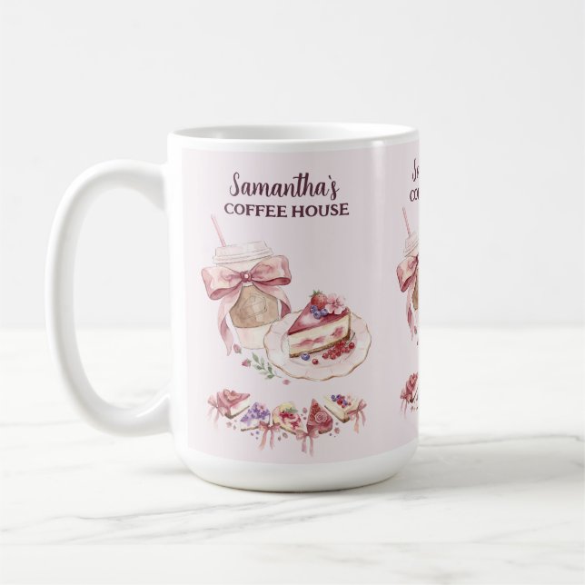 Caneca De Café Blush Patisserie Café Marca Personalizada (Esquerda)