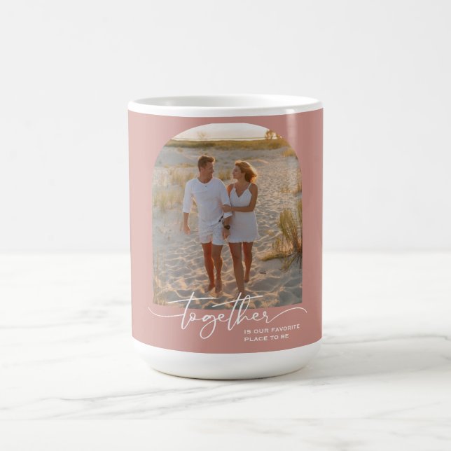 Caneca De Café Blush Pink Together Typography Couple Valentine (Centro)