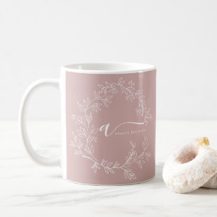 Caneca De Café Blush Rosa Empoeirado Nome Monograma Moderno Scrip