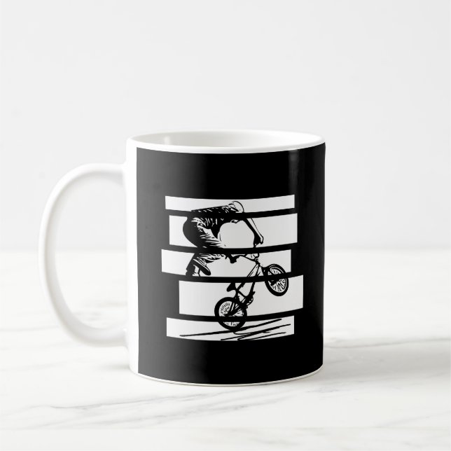Caneca De Café BMX Wheelie Silhouette Urban Lines (Esquerda)