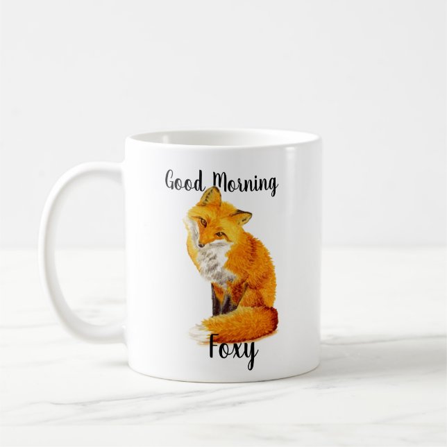 Caneca De Café Boa Manhã Foxy Cute Red Fox Coffee Mug (Esquerda)