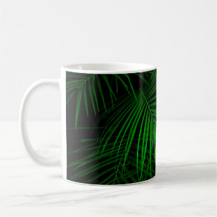 Caneca De Café Boa noite na floresta tropical. Folhas de palma il
